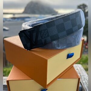 Luxury Checkered Black Belt